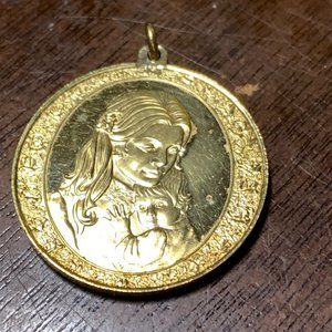 Mother's Day Sterling covered in gold coin pendant, 1 oz, with writing